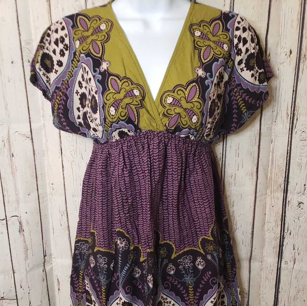 🌺 4/$20 Fun boho empire waist dress size extra small